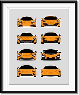 McLaren Generations Inspired Poster Print Wall Art Handmade Decor of the History and Evolution of McLaren Automotive (F1, MP4-12C, F1, 650S, 720S, Senna, GT, Speedtail) (Unframed)