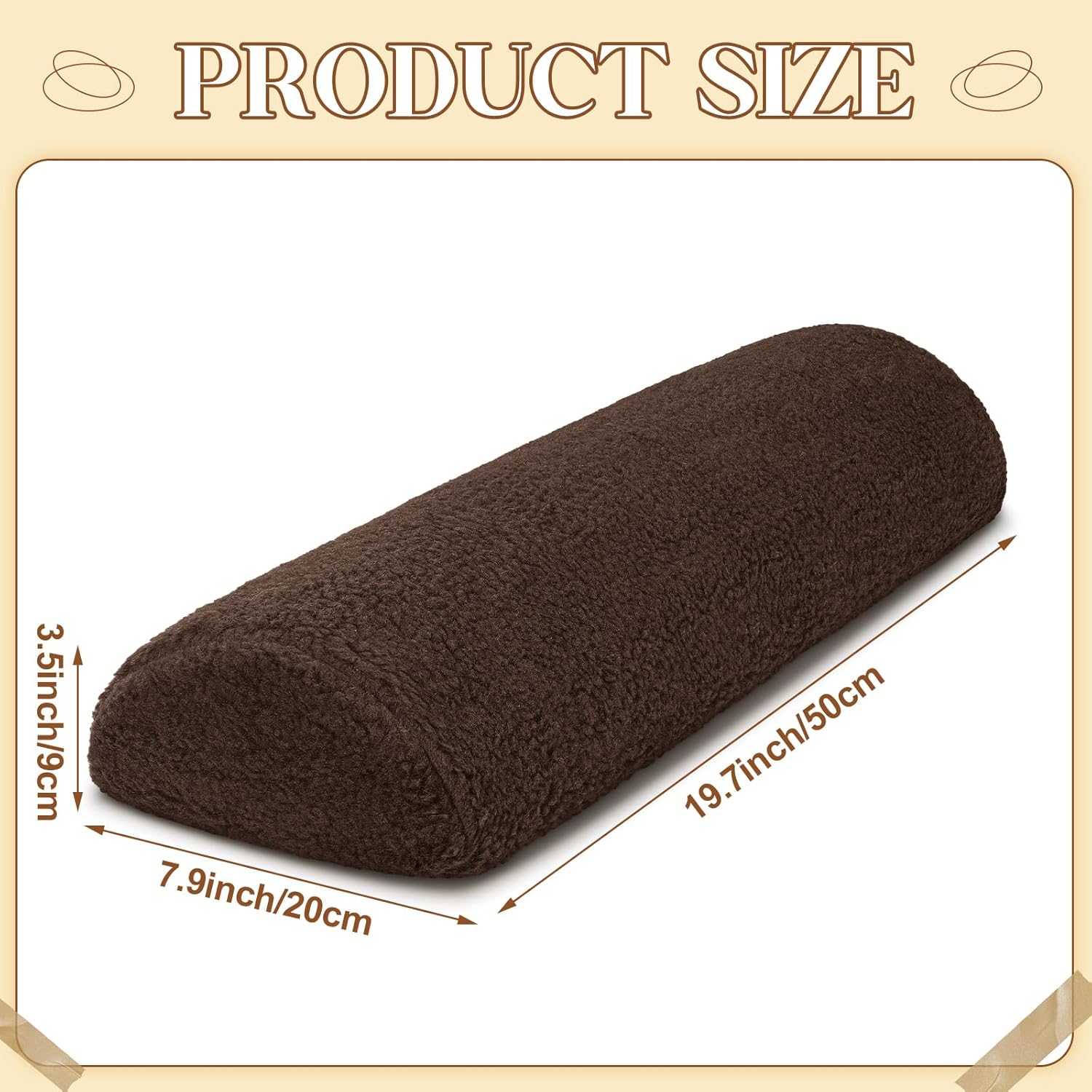Sintuff Recliner Leg Rest Cushion Sofa Footrest Pillow with Cover Half Moon Bolster Pillow Under Knee Pillow for Sleeping On Back Alleviating Pain, 19.7 x 8 x 3.5 Inch (Coffee)