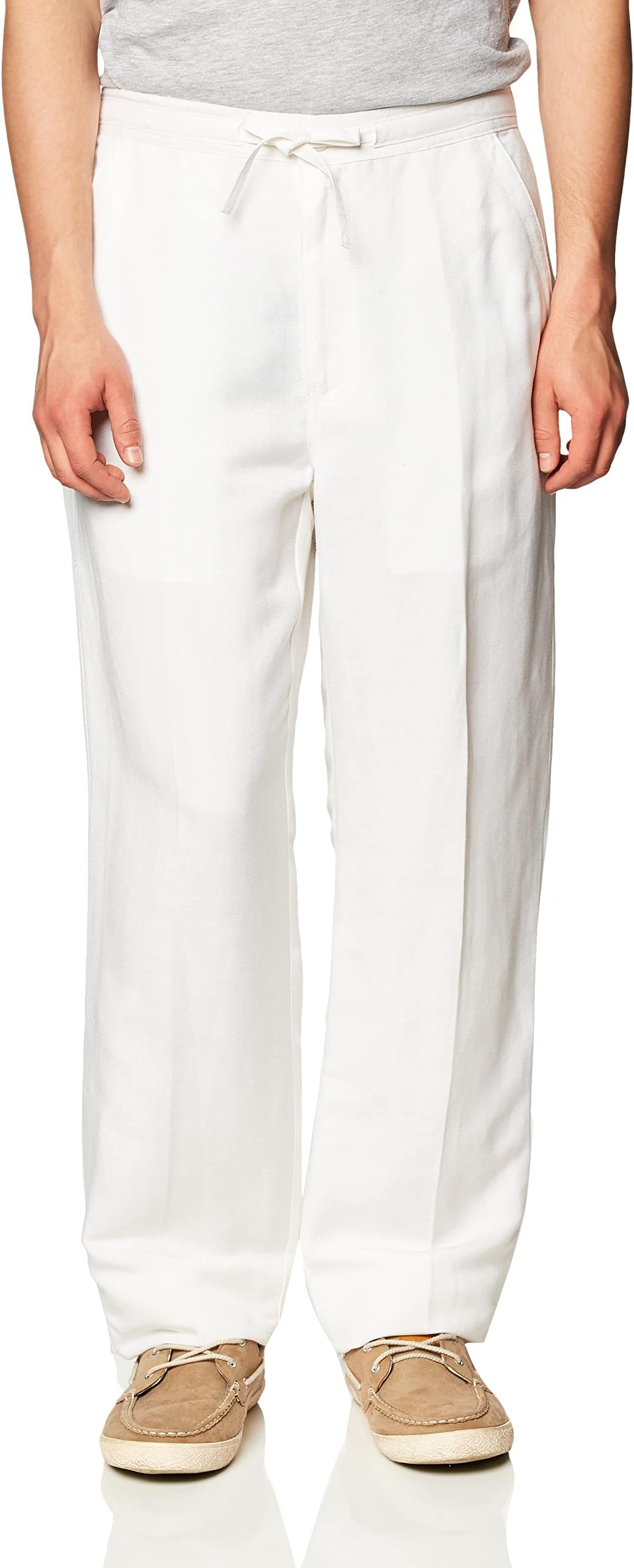Cubavera Men's Linen-Blend Pants with Drawstring (Size Small - 5X Big & Tall), Medium/32" Inseam, Bright White