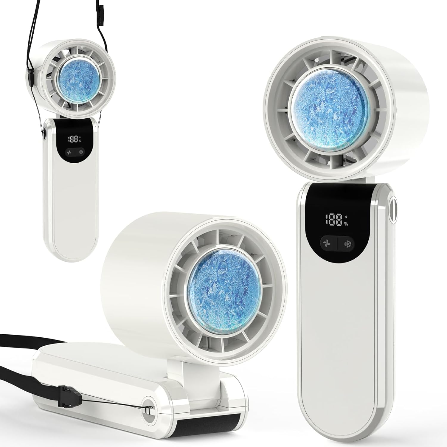 Mini ventilador personal plegable turbo portátil de mano, recargable 3 en 1, ventilador de manoescritoriocuello, ventilador de hielo, regalos