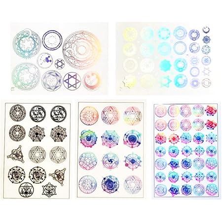 Amazon Shantrip レジン封入 イラストシート 神聖幾何学 ホログラム 5枚セット デコ素材 通販