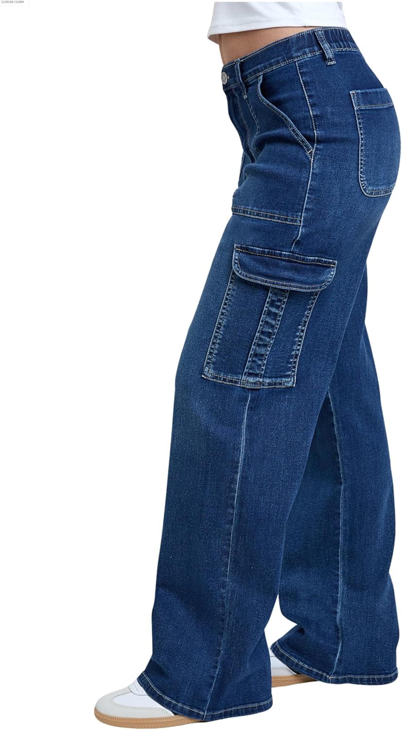 YMI Womens YMI Jeans Women´s Elastic Waist Straight Leg Cargo Jean - Image 2