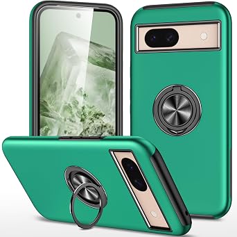 for Pixel 8A Case for Google 8A Case Military Grade Shockproof Built-in Ring Holder Kickstand Car Mount Armor Heavy Duty Protective Case for Google Pixel 8A Phone Case Dark Green