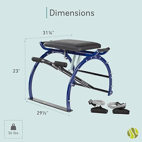 Miniatura 3 de Moxxi Silla de pilates, silla de ejercicio con bandas de resistencia, equipo de entrenamiento para gimnasio en casa, capacidad de peso de hasta 250