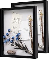 Vista 20 de Muzilife Marco de Fotos Shadow Box de 11x14 pulgadas con Tablero de Lino - Madera Profunda y Vidrio Templado, Estuche Rústico de Exhibición Listo