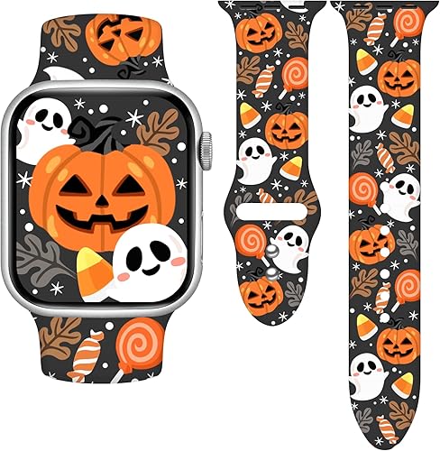Holiday - Correa de reloj compatible con Apple Watch Series 11, 10, 9, 8, 7, 6, 5, 4, 3, Ultra SE, para mujeres y hombres, correa de calabaza de