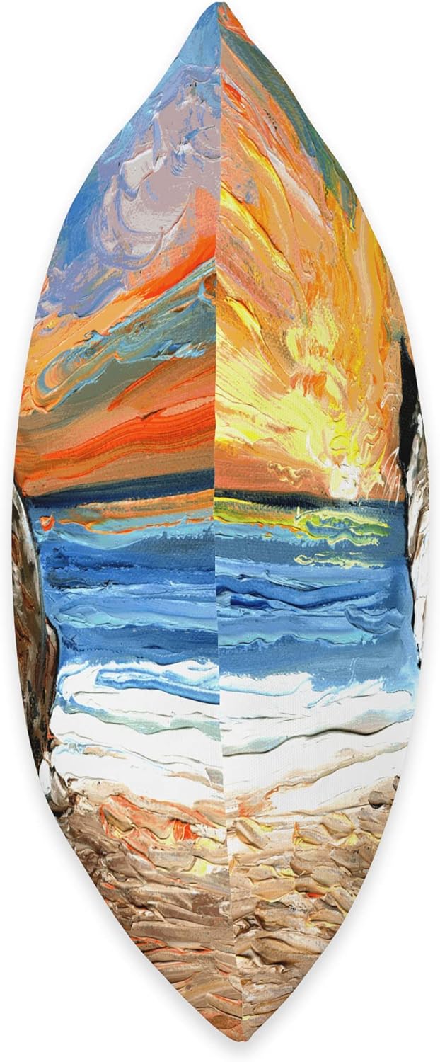 Snowshoe Siamese on the Beach Sunset Cat Art by Aja Throw Pillow