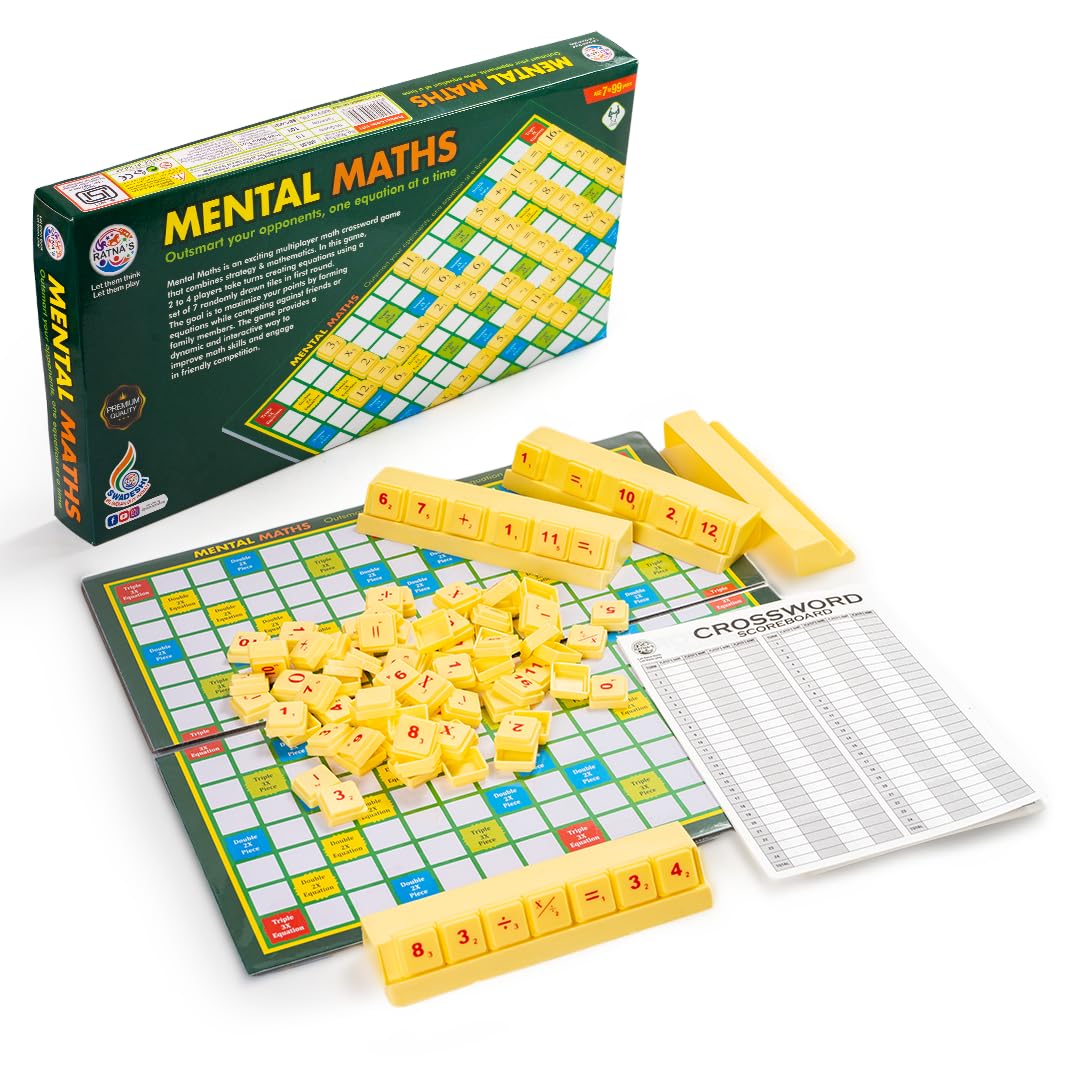 Ratnas Mental Maths Crossword Game | Learning & Educational Number Board Game for All Ages (B0CPVKVVWL) Amazon Price History, Amazon Price Tracker