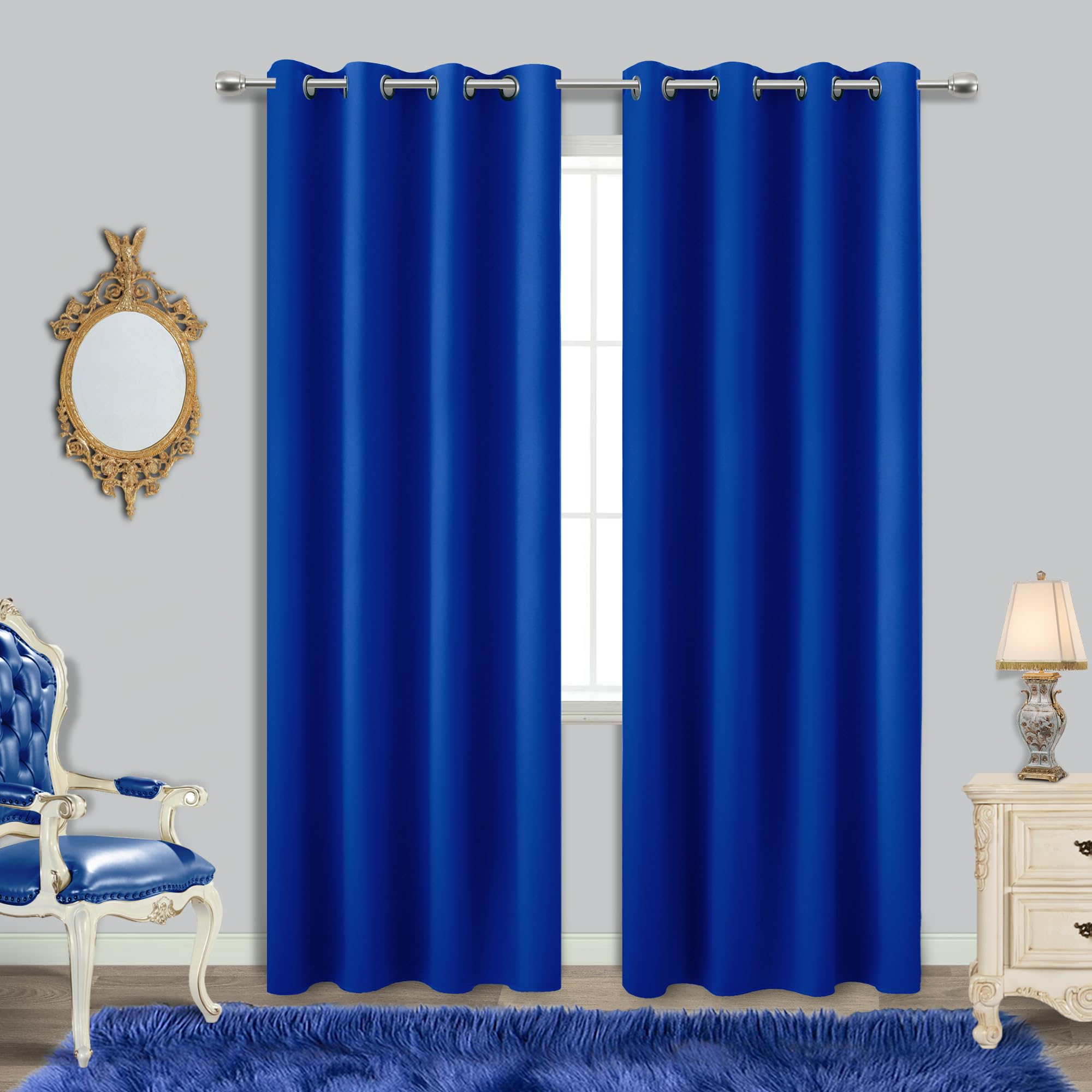 KOUFALL Royal Blue Curtains, 96 Inches Long, Set of 2 Panels, Thermal Insulated, Room Darkening, Grommet, Blackout, Noise Reducing, Soundproof, Room Divider, Kids Bedroom, Girl, 8FT Length โ image 1