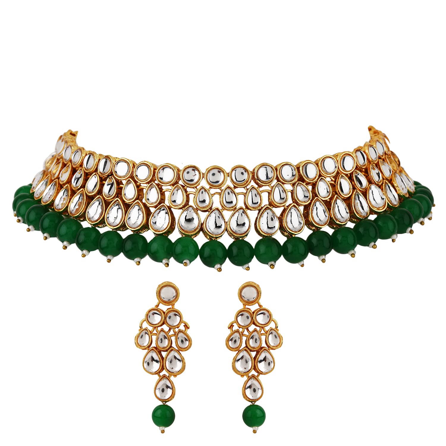 Shining Diva Fashion Latest Stylish Fancy Choker Traditional Kundan Necklace Jewellery Set for Women (12703s), Green, One (B09KXF3B6B) Amazon Price History, Amazon Price Tracker