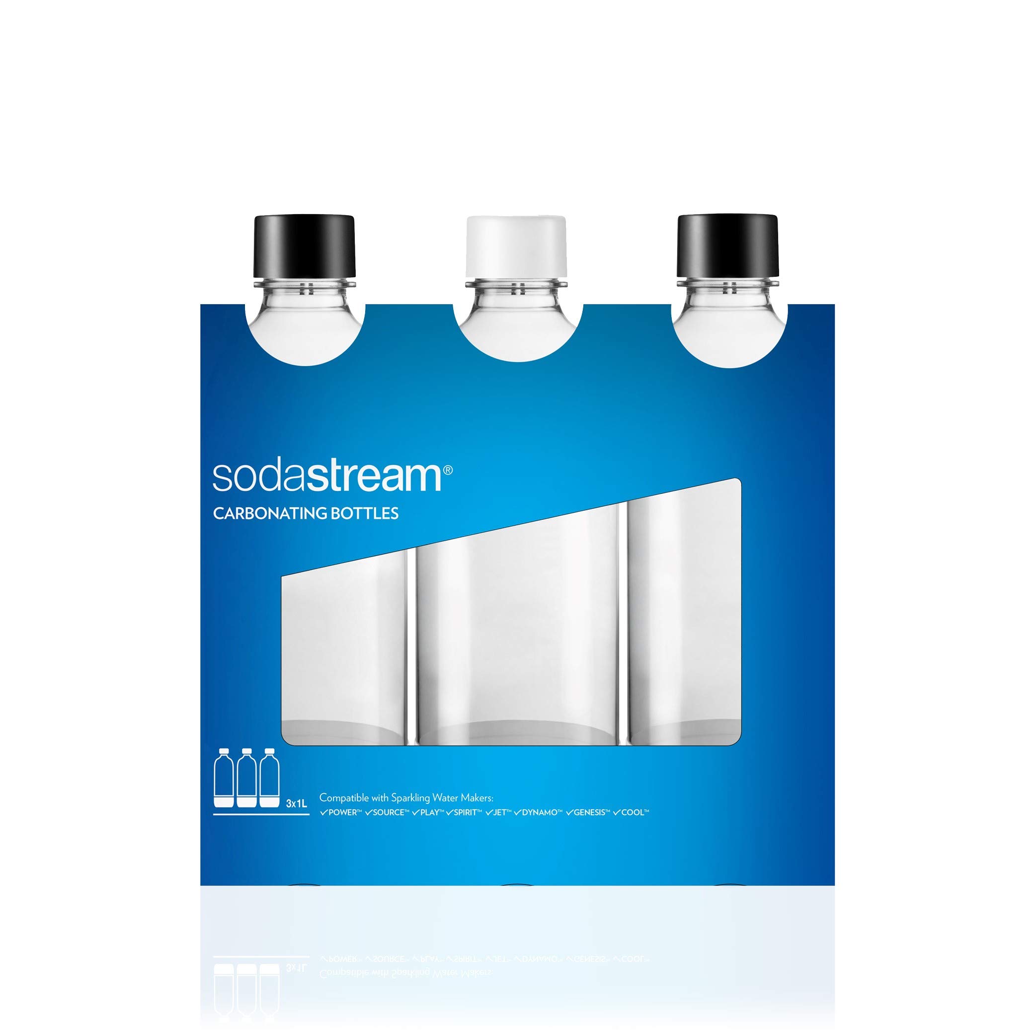 sodastream2260525 Water Bottle, Plastic, Multi, Pack of 3 (3 x 1 Litre), 464