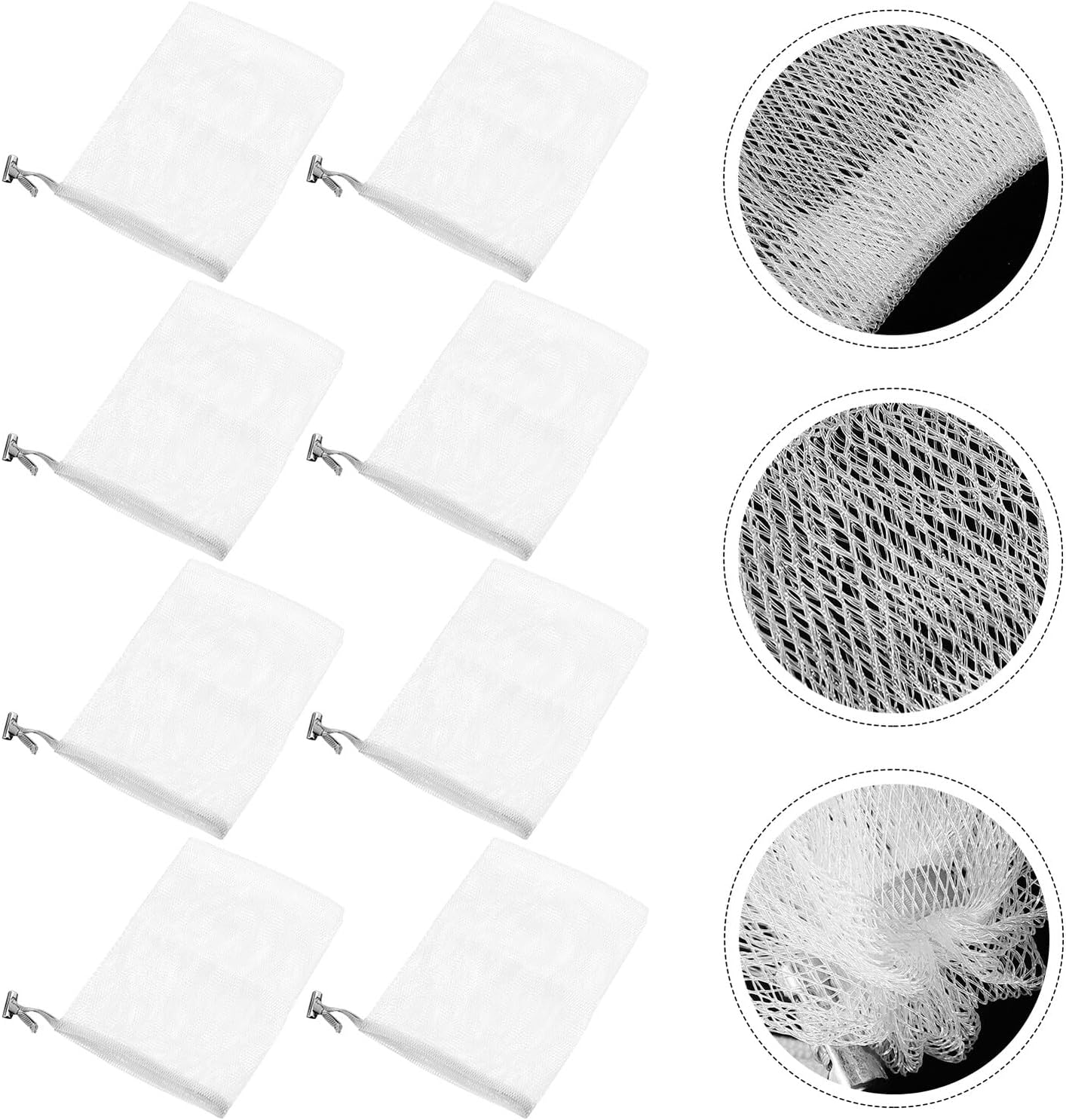 8PCS Facial Foaming Nets Soap Saver Pouches with Drawstring for Exfoliating and Deep Face Cleaning Multipurpose Mesh Bags Suitable for Handmade and Cosmetic Soaps