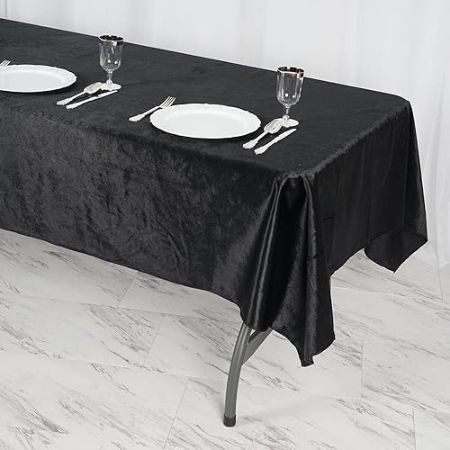 Miniatura 3 de Efavormart - Mantel rectangular de terciopelo negro prémium de 60 x 102 pulgadas para eventos de fiesta de boda