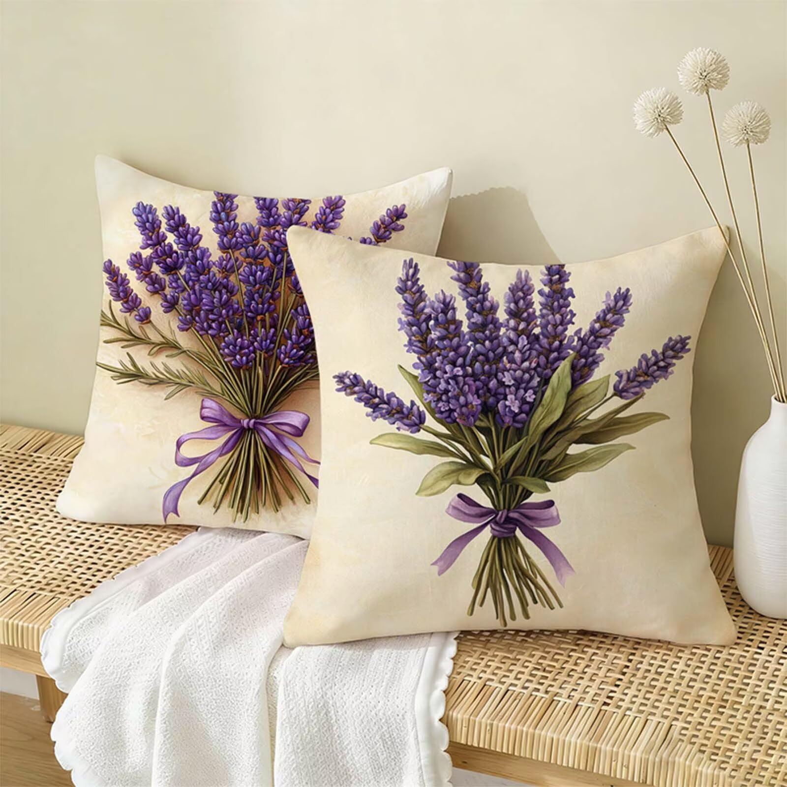 Copricuscino 80 x 80 CM Viola Set di 2,Lupino Federe Cuscini Divano Lino,Copricuscini Impermeabili,Federe Cuscino Morbido Traspiranti Adatto a Tutte le Stagioni per Soggiorno e Camera Letto Decor X-63