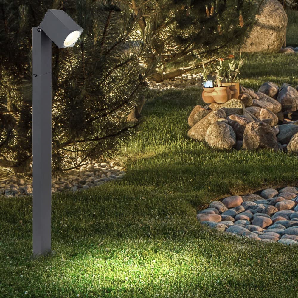 Wegeleuchten Außen anthrazit Garten Stehlampe dimmbar Aussen Smart Home RGB LED Außenleuchte Terrasse stehend, Farbwechsel Spot schwenkbar, 1x 4,5W 290lm warmweiß - kaltweiß, LxBxH 11,5x7,2x80 cm