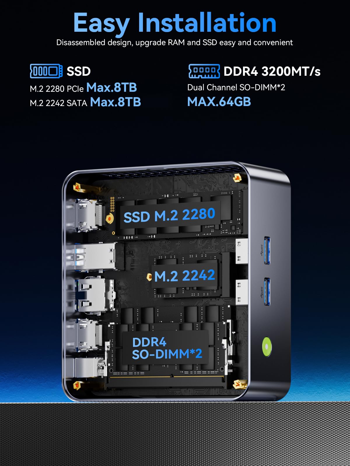 GMKtec Intel Core i7 12700H (14C/20T 4.7 GHz), 32 GB DDR4 RAM+1 TB
