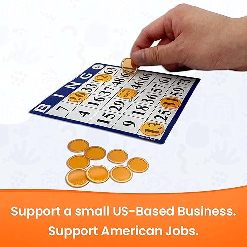 Miniatura 3 de MR CHIPS Chips de bingo magnéticos con borde de metal de 34 de pulgada, 200 piezas mejoradas de color naranja transparente, disponibles en 7 colores