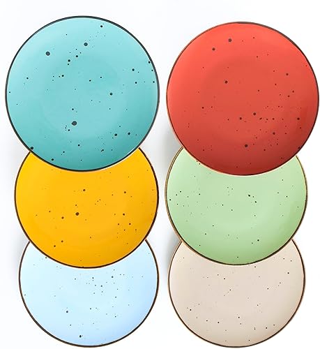 Miniatura 4 de Juego de 6 platos llanos de 11 pulgadas, aptos para microondas, horno, lavavajillas, resistentes a los arañazos, platos de porcelana para carne,