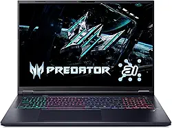 Acer Notebook para jogos Predator Helios Neo 18 AI | Processador Intel Core Ultra 9 275HX | NVIDIA GeForce RTX 5070 Ti | WQXGA 240Hz G-SYNC de 18 polegadas | DDR5 de 16 GB | SSD de 4 geração de 1 TB |