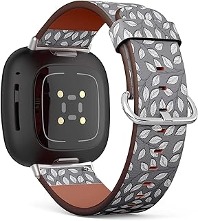 CJBROES Replacement Leather Watch Band, Compatible with Fitbit Versa 3 and Fitbit Sense of Wristband Bracelet Accessory - Contour Floral