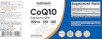Vista 6 de Nutricost, 120 cápsulas CoQ10 de 0.0035 oz; coenzima Q10 de alta absorción, 1 botella, 1