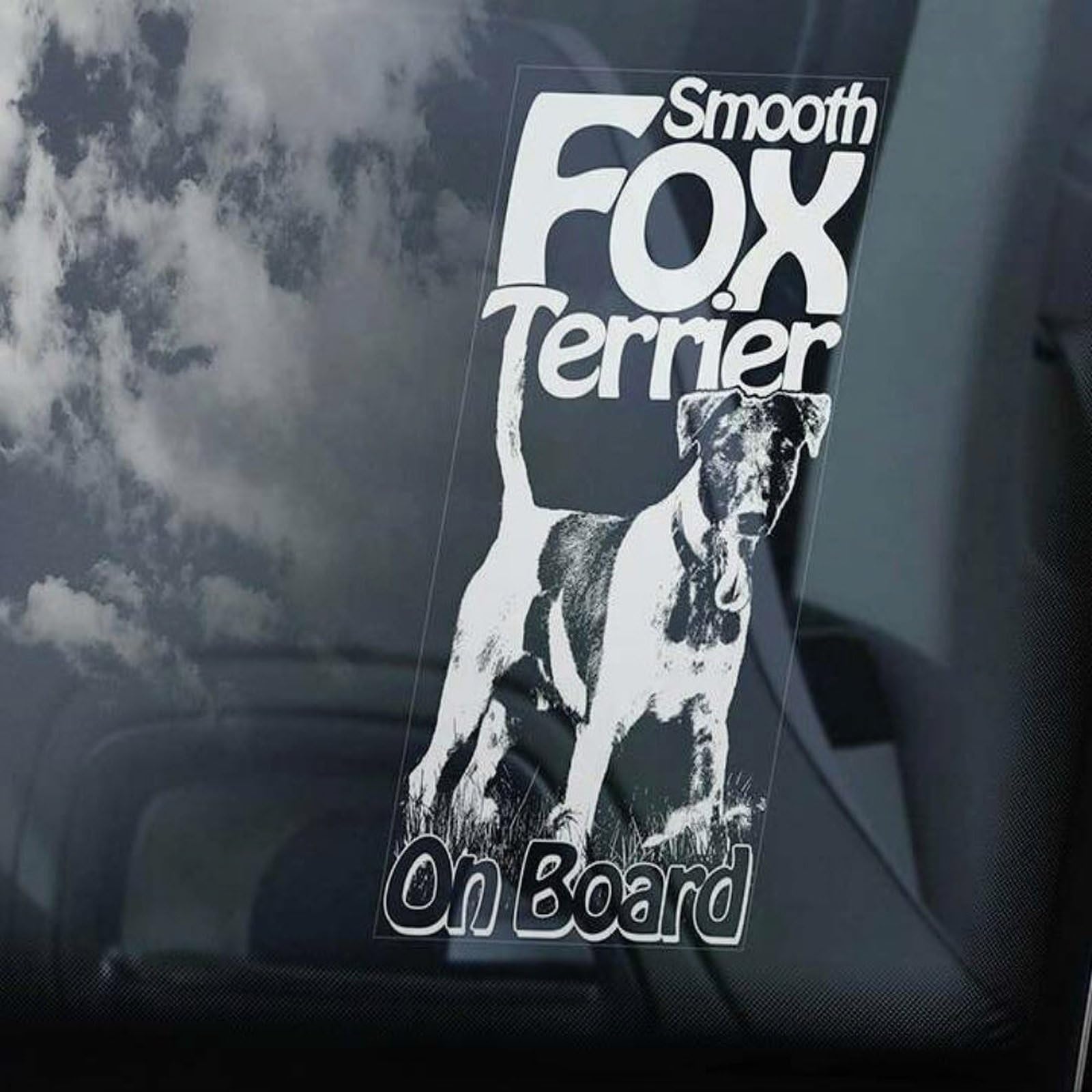 Madcolitote Fox Terrier on Board Car Window Sticker Smooth Dog Sign Gift Decal Vinyl Die Cut Decals Funny Bumper Stickers Dog Mom Dad Gift