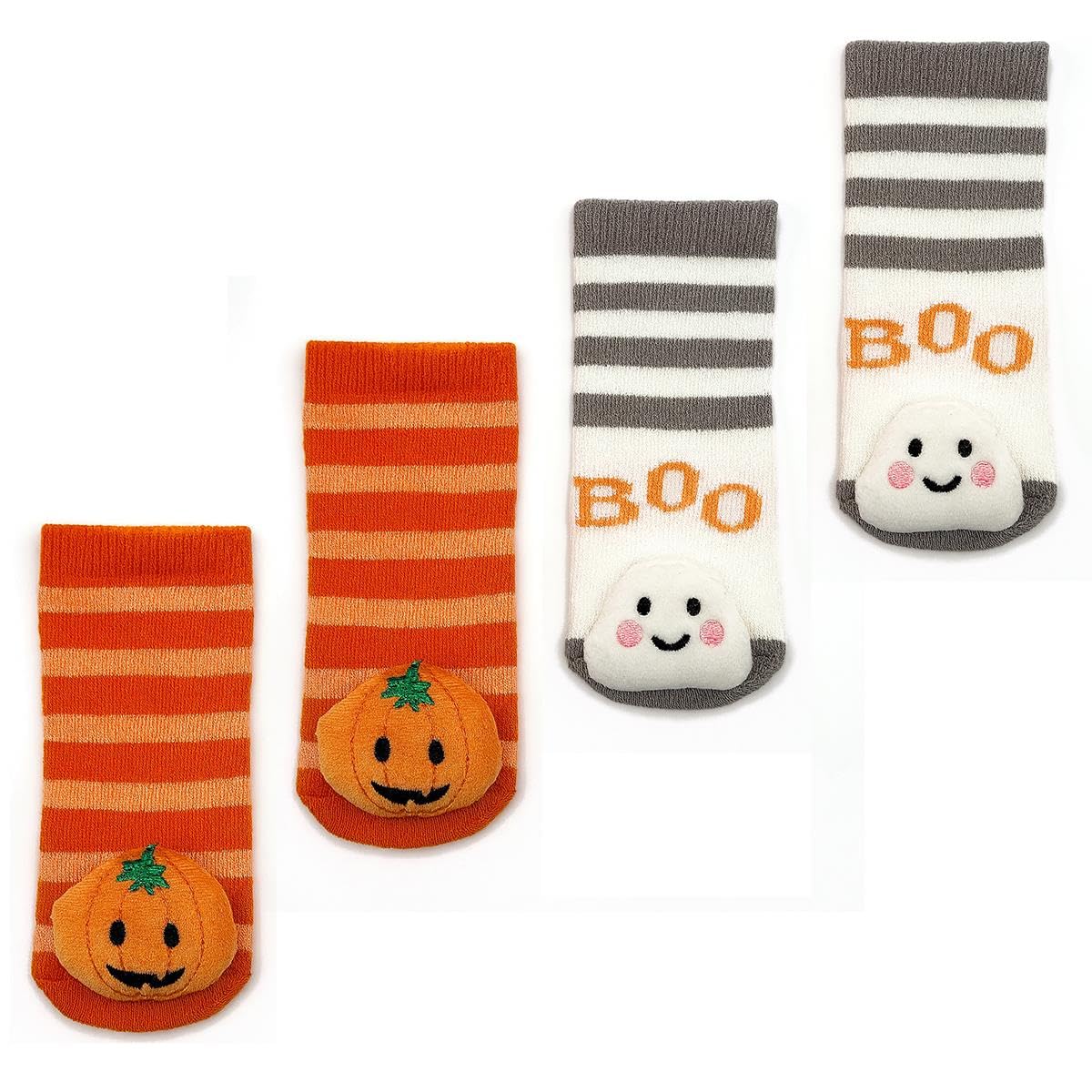 totes toasties® Babies Halloween Rattle Socks (Twin Pack) Ghost / Pumpkin Newborn