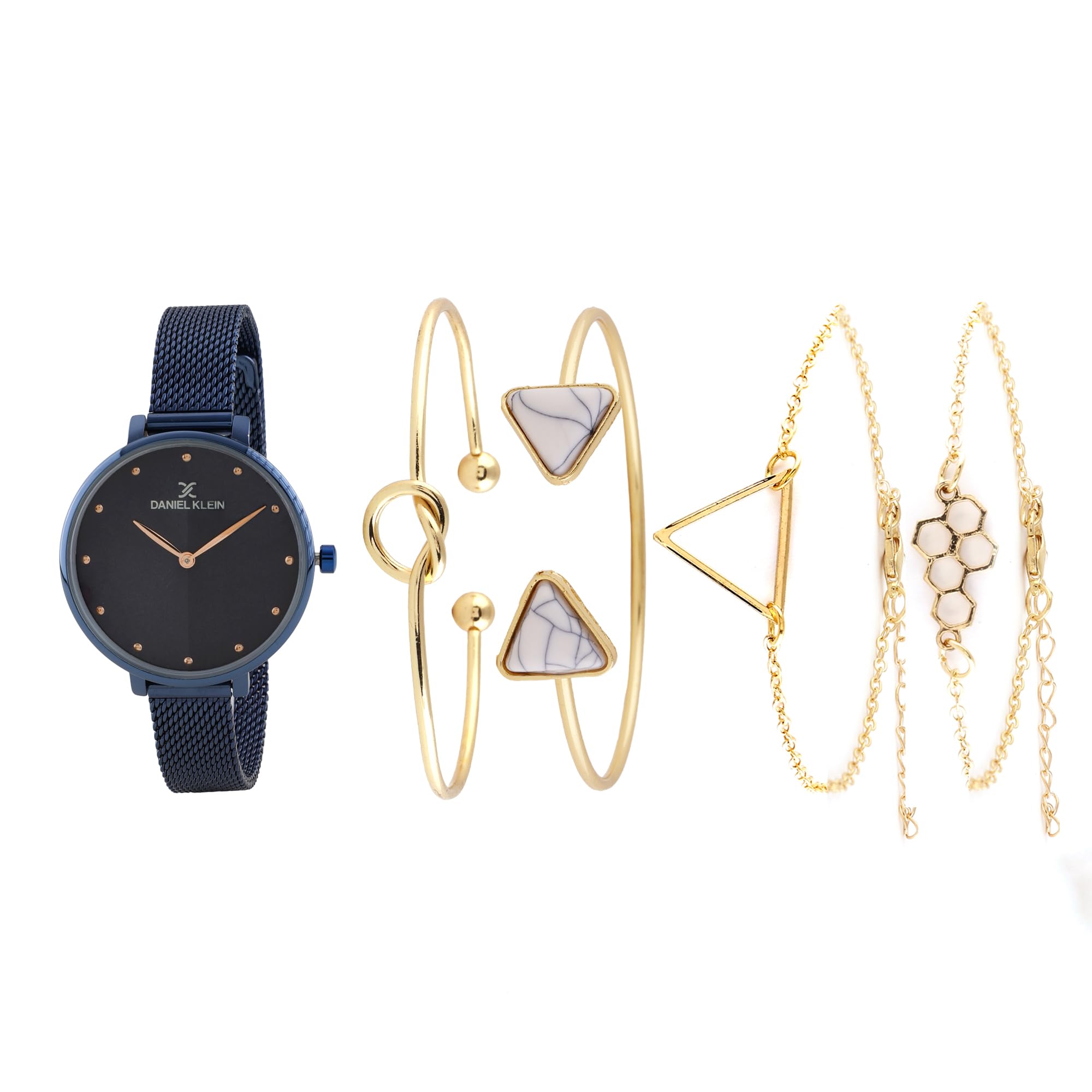 Daniel Klein Blue Dial Analog Gift Set Watch with Bracelet for Women (Pack of 5) - DKG001-2 (B0CPFGYR1X) Amazon Price History, Amazon Price Tracker