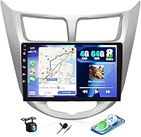 Vista 10 de CAMECHO 2+64G CarPlay & Android Auto Receptor estéreo para coche, Android 13 Doble DIN Radio de coche para Hyundai Accent Verna Solaris 2010-2016