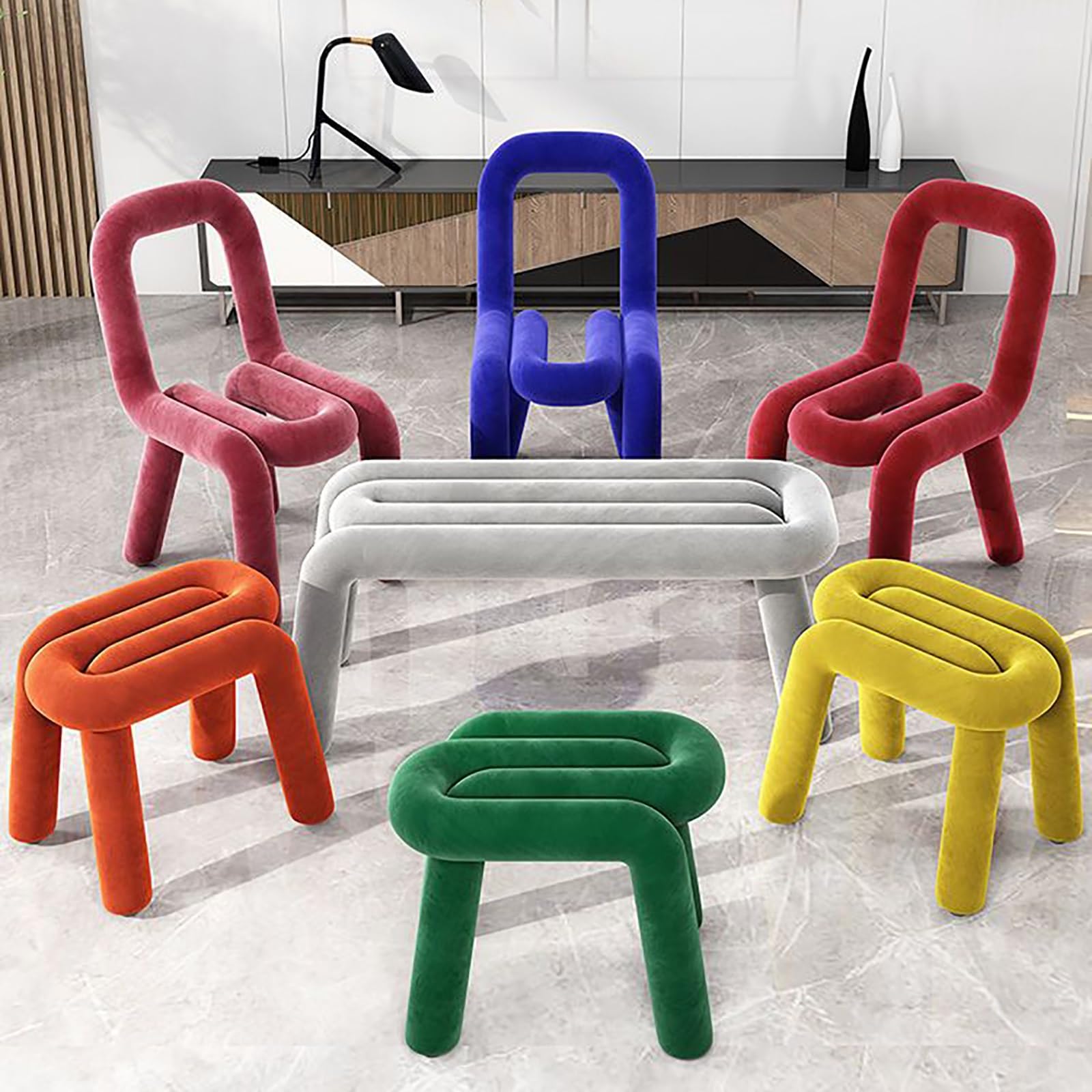 Chaise Coiffeuse en Forme, Chaise de Coiffeuse Géométrique Moderne, Fauteuil Coiffeuse Créative, pour Salle de Maquillage ou Salon, Chambre à Coucher (Color : A-1)