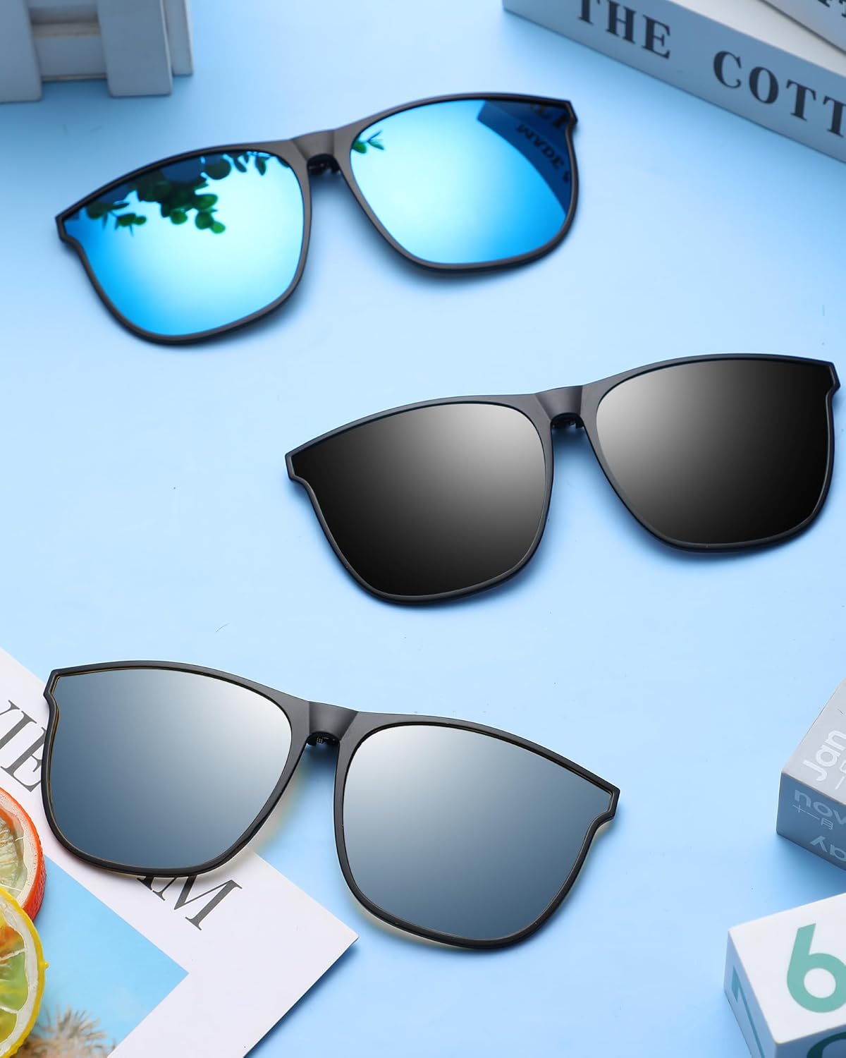 Frienda 3 Pair Oversize Clip-on Sunglasses Large TR90 Frame Flip up Driving Glasses for Women Men - Image 5