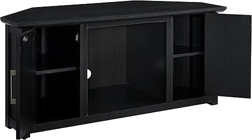 Miniatura 8 de Crosley Furniture Camden - Soporte esquinero para TV de más de 50 pulgadas, centro de entretenimiento con estantes de almacenamiento, color negro