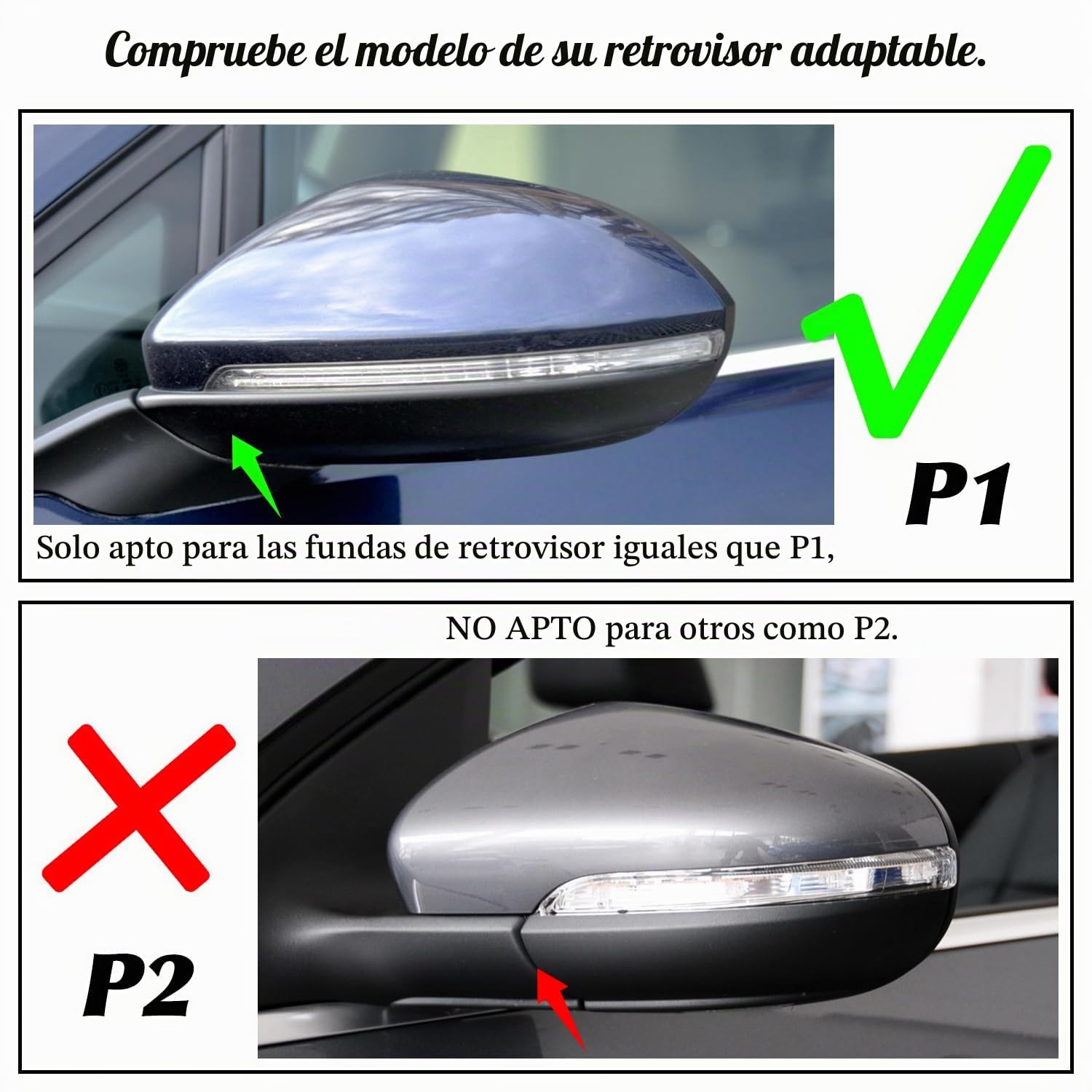 Espejo Retrovisor Cubiertas Repuesto Tapa De Cubiertas de repuesto Compatible con Golf MK7 Hatch-back MK7.5 GTI R GTD Base 2009-2020 Tou-ran II All-track, Negro Brillante,1 Par