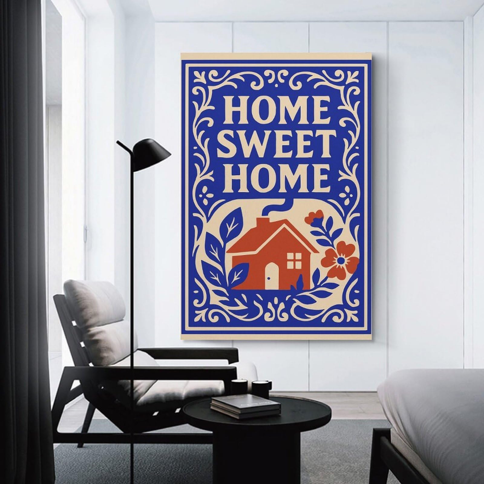 Junmoney Canvas Wall Decor Home Sweet Home House And Flowers, 20x30inch(50x75cm), for Gallery Wall Layouts in Home Or Office, Home Wall Art for Statement Displays