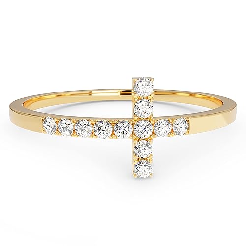 Eternate 14k Solid Gold Cross Diamond Wedding BandWedding Ring for Women 012 ct in Yellow Gold Rose Gold White Gold
