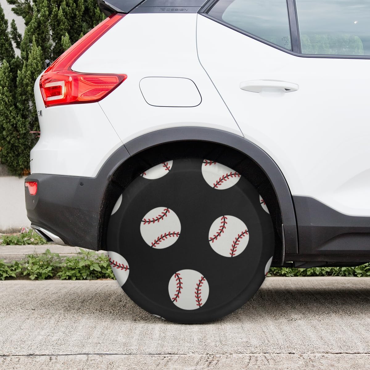 Personality Baseball Tire Covers Portable Spare Tire Cover Soft Durable Waterproof Dustproof Set of 4 Bags 15 Inches for Car Truck SUV Trailer Camper