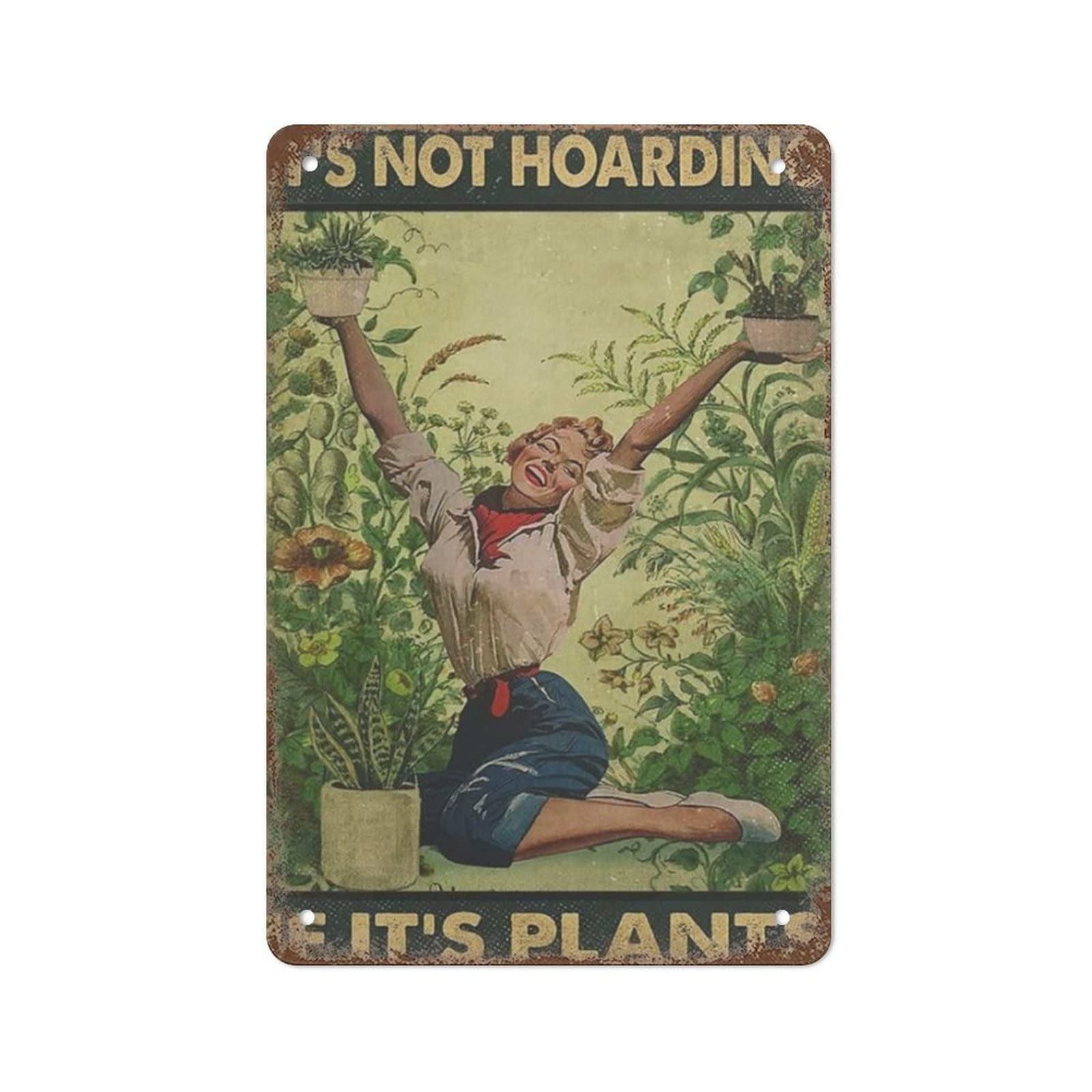 Philodendron Pink Princess,Gardening Tin Sign, Bar Tin Signs for Home Decor,Cute Mom Gifts for Plant Lover,Crazy Plant Lady Gifts, Restaurants, Garages, Cafes, Tin Signs 8x12 Inches