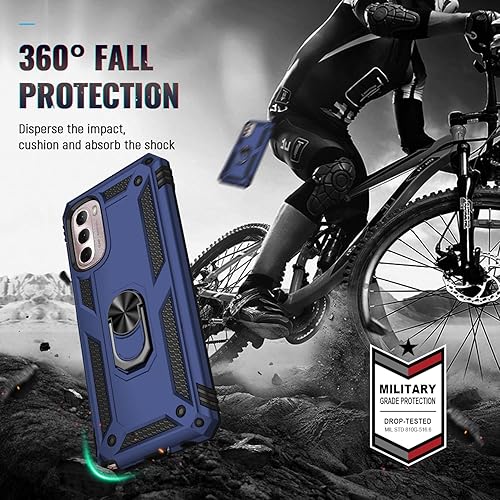 Miniatura 4 de Funda de grado militar para Moto G Stylus 5G 2022, anillo giratorio de metal de 360 grados, soporte de soporte, armadura resistente a prueba de