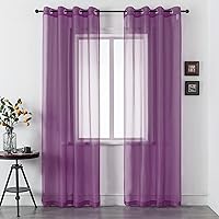 Vista 10 de Cortinas traslúcidas de 108 pulgadas para sala de estar, dormitorio, apartamento, ventana, 2 paneles con ojales, cortinas semitransparentes