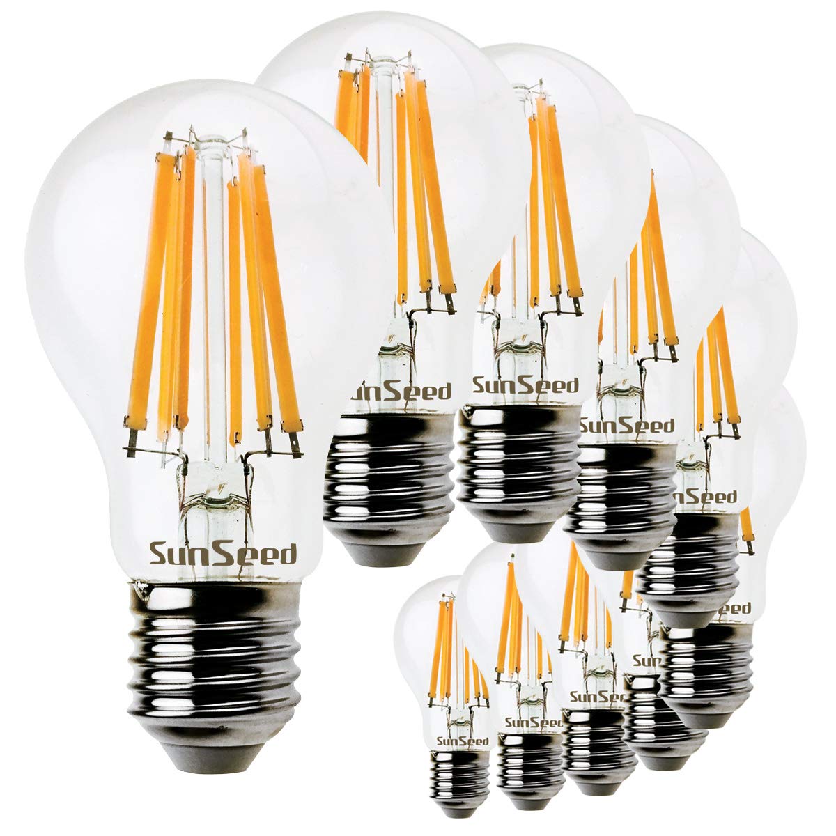 SUNSEED 10x Bombilla Estándar Filamento LED E27 10W = 83W Blanco Cálido 2700K