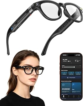 AI Smart Glasses with 4K Camera Compatible for iPhone & Android,13MP HD Video Recording Camera Glasses,Voice Control,Real-Time Translation,Bluetooth Call Smart Sunglasses for Men Women Cycling Travel