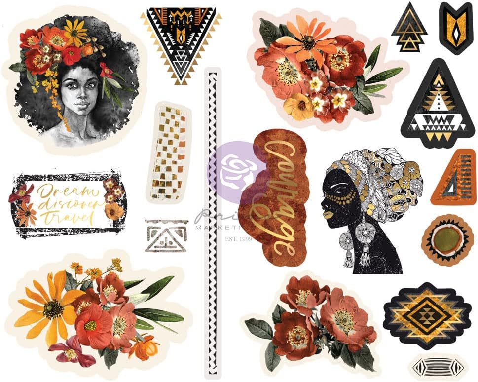 Diamond Collection Chipboard Stickers - 18 pcs w/foil Details