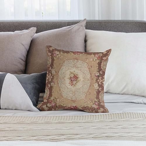 Miniatura 5 de Nebra Fundas de almohada con estampado floral de rosa antigua estilo Aubusson francés, acogedora funda de almohada cuadrada para decoración del