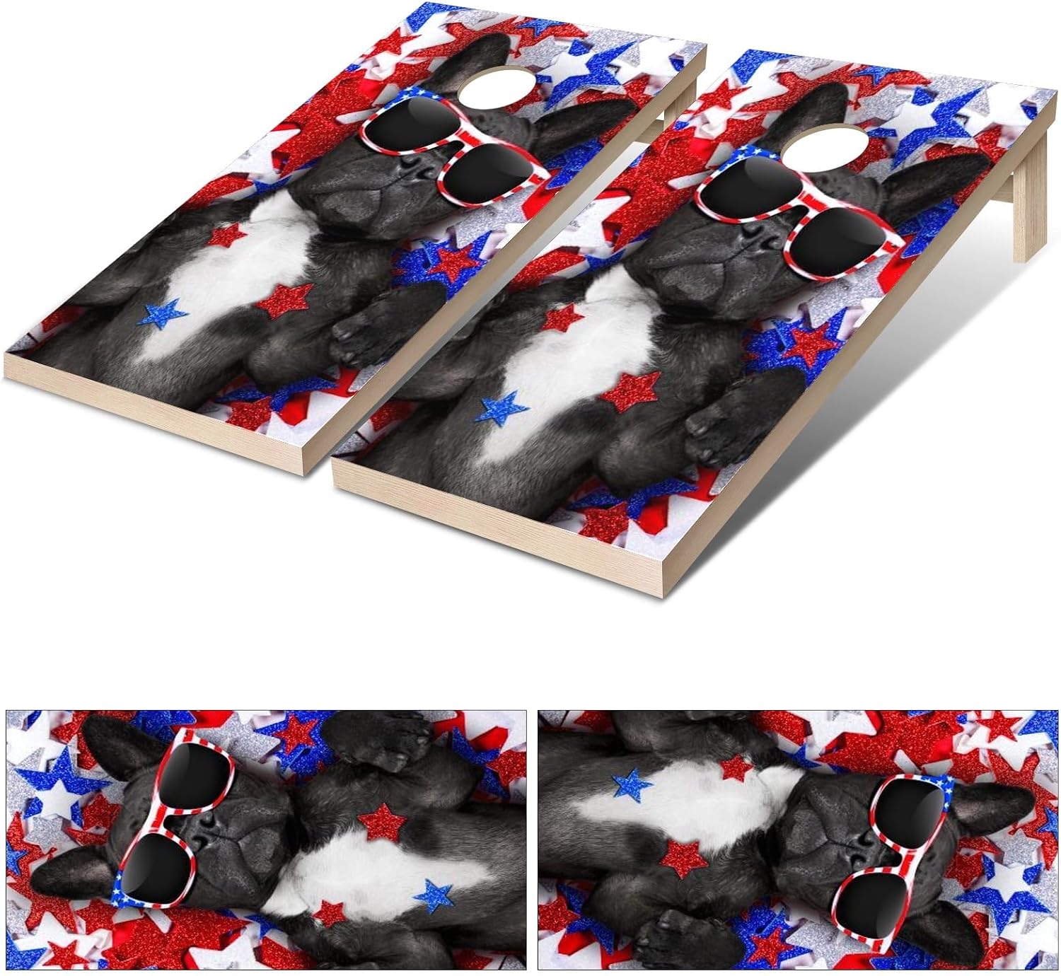 Cornhole Board Wraps Funny Bulldog Cornhole Skins for Boards,Skin Decal Vinyl Wrap for Cornhole Game Board Bag Toss (2xpcs.)