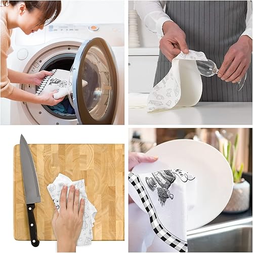 Miniatura 7 de Divertido juego decorativo de toallas de cocina lindo juego de 2 toallas de chef para cocina barbacoa platos de granja Navidad regalos de