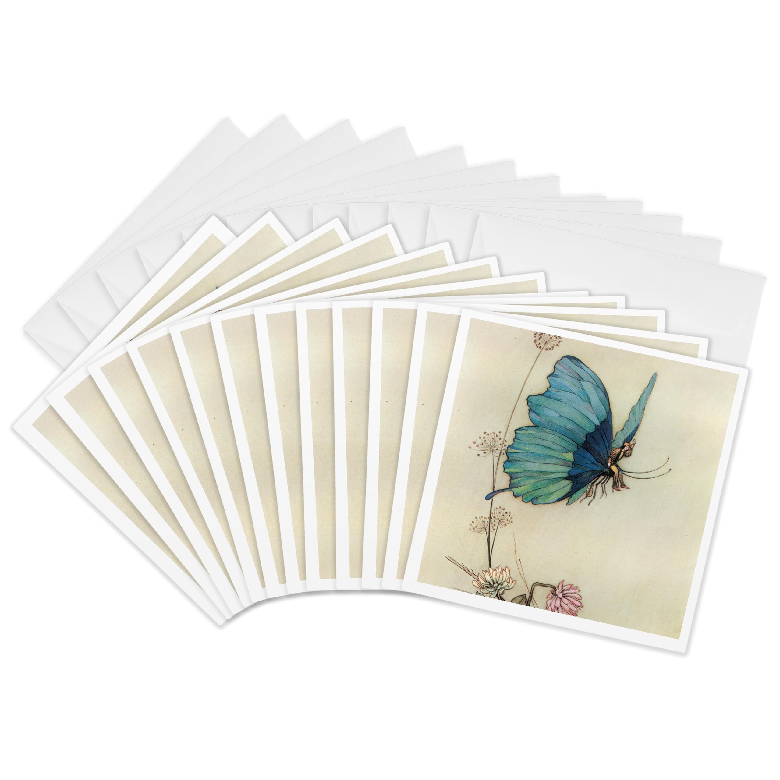 3dRose gc_110172_2 6 x 6-Inch "Fairy in The Garden - Vintage Art" Greeting Card (Set of 12)
