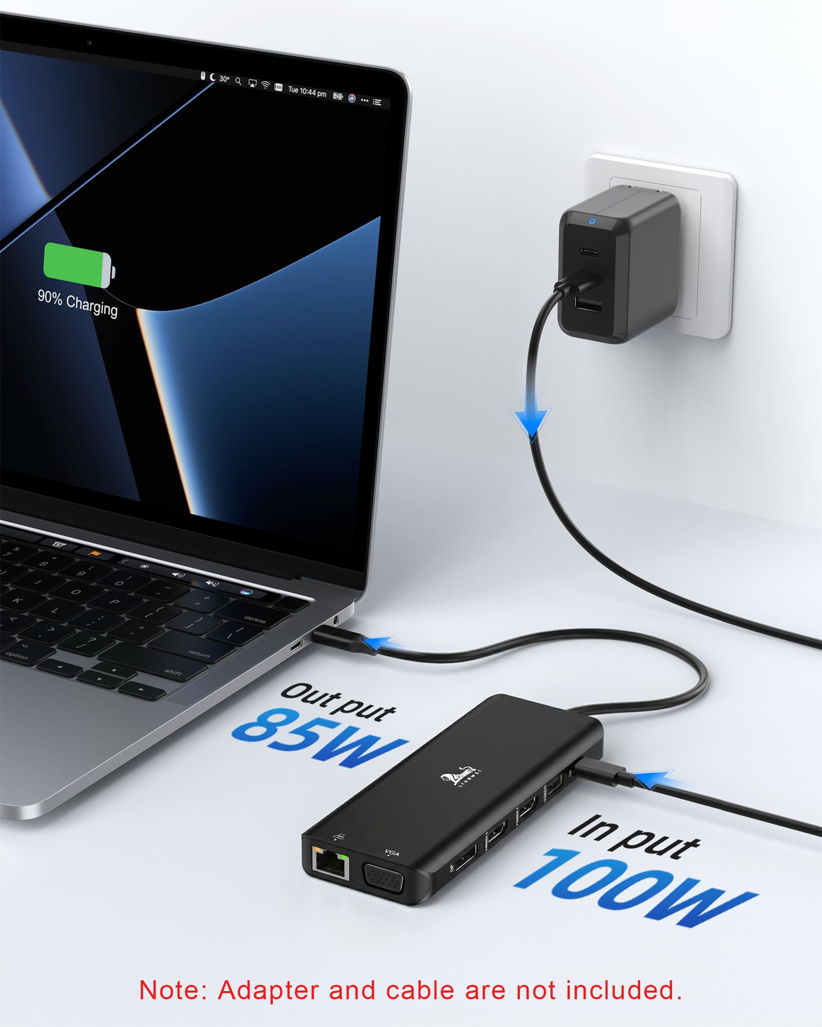 USB C Docking Station 3 Monitor 13 in 1 Hub USB-C con 2 HDMI 4K@60Hz, 8K@30Hz DisplayPort, VGA, 3 USB 3.1 10Gbps, PD 100W, Gigabit Ethernet, adattatore multi-monitor per MacBook Dell HP, nero
