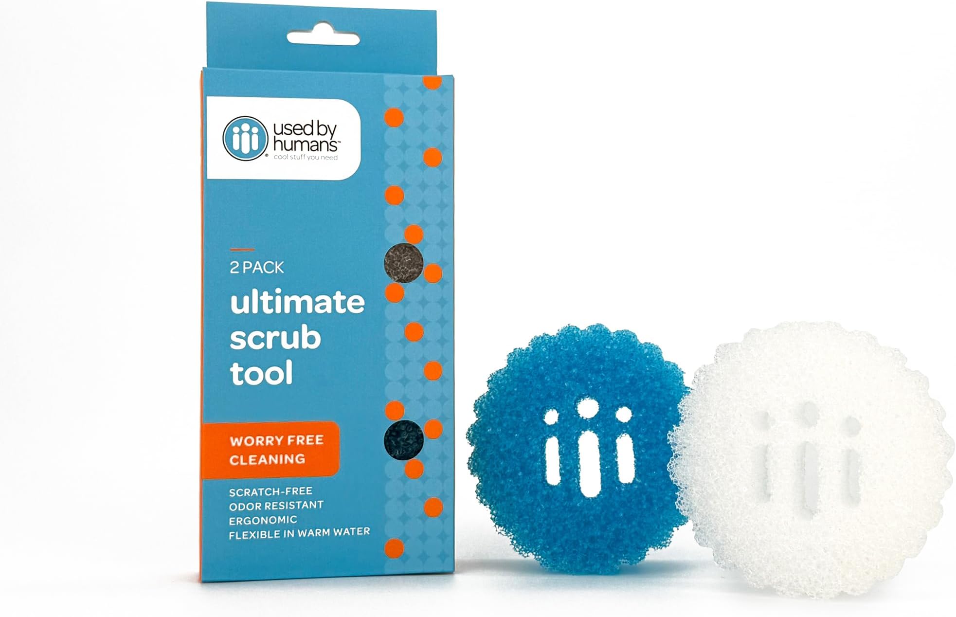 Used by Humans™ High-Performance 2pc Dish Sponge Set – Scratch-Free Scrubber for Kitchen & Bathroom, Flexible, Odor Resistant, Reusable, Deep Cleaning Power – Cleans Like a Dream™