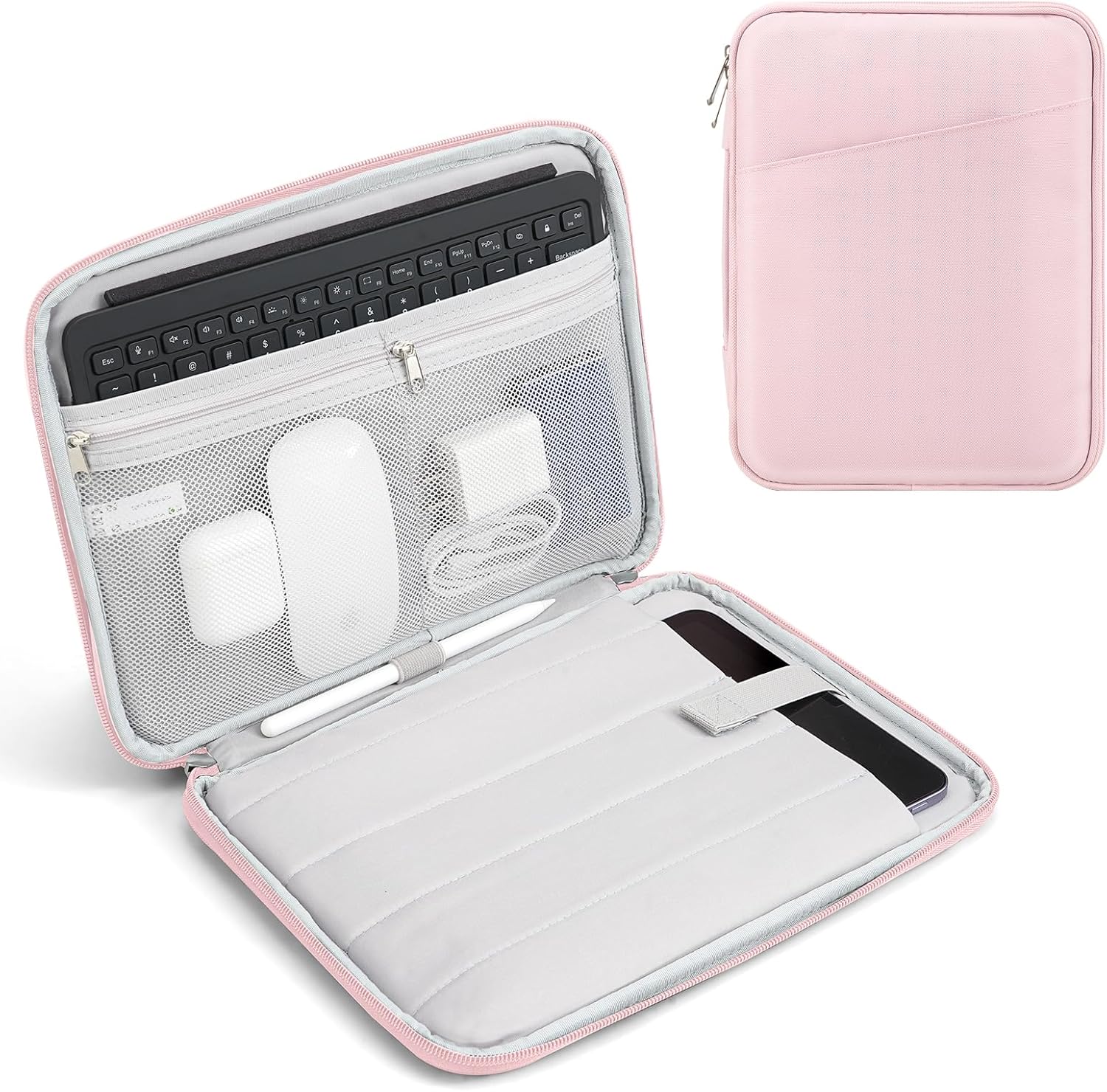 TiMOVO 13 Inch Tablet Sleeve for iPad Air 13" M3 2025, iPad Pro 13"/12.9", Galaxy Tab S9/S10 Plus/S9 FE+ 12.4", Remarkable Paper Pro 11.8", Protective Bag with Pockets, Pink