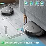 Combo Aspirateur et Mop Robot, Aspirateur Robot 2 en 1 avec Programmation, Wi-Fi/App/ Télécommande, Aspiration Max de 2000Pa, Aspirateur Robot Auto-Chargeant, Slim, Idéal pour Sol Durs, Poils d'Animaux, Tapis à Poils Courts